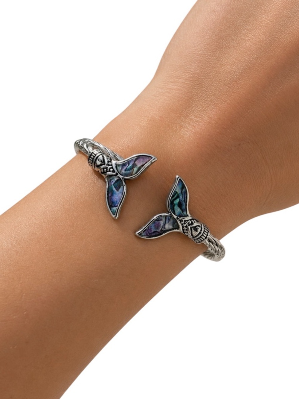 Mermaid‎ Tail Abalone Shell Silver Adjustable Cuff Bracelet Boho Beach Gift